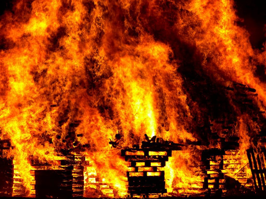 Pallets on fire in manufacturing industry